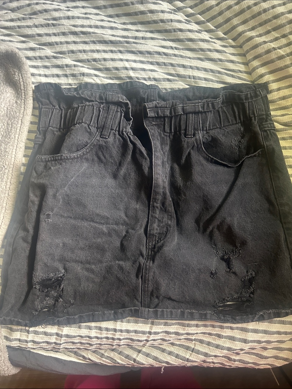 Women's Black Distressed Mini Skirt